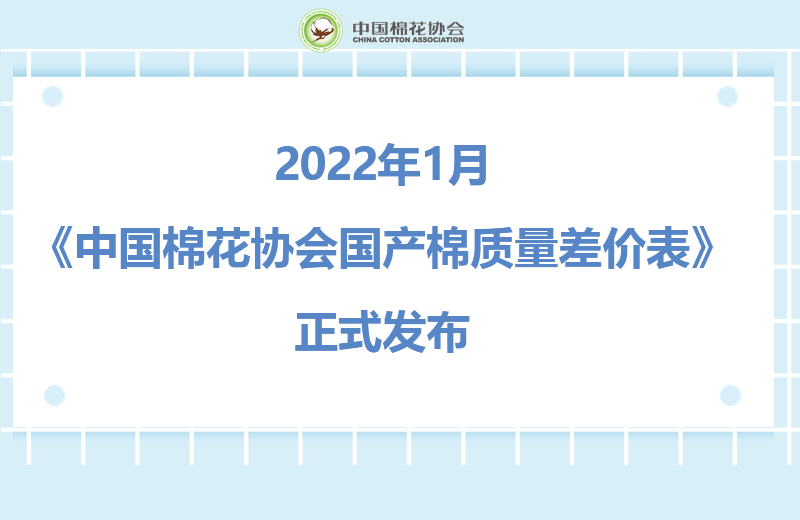 2022年1月《中国棉花协会国产棉质量差价表》正式发布